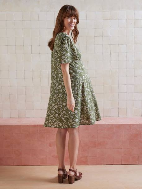 Robe courte fluide imprimée de grossesse olive - vertbaudet enfant 