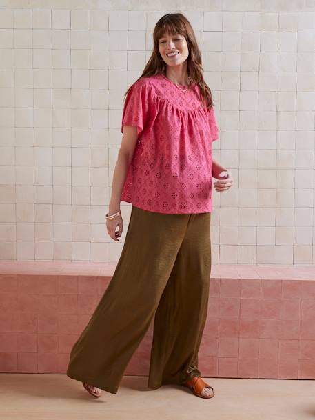 Blouse in Broderie Anglaise for Maternity raspberry pink - vertbaudet enfant 