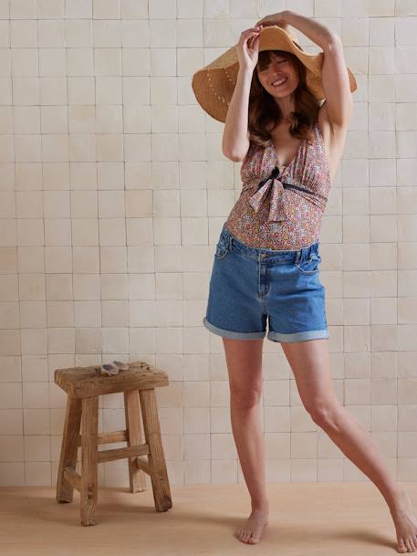 Before & After Mom Fit Denim Shorts stone - vertbaudet enfant 