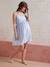 Striped Seersucker Nightie with Fine Straps, for Maternity pale blue - vertbaudet enfant 