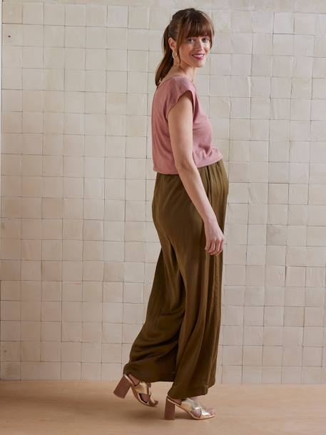 Linen Blend Front/Back Maternity T-Shirt old rose+pomegranate - vertbaudet enfant 