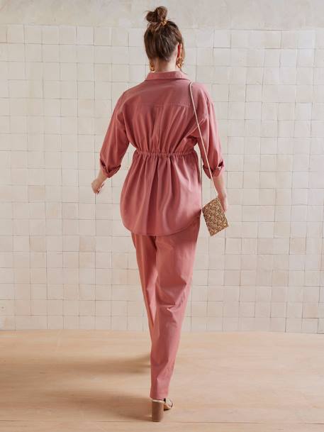 Plain Wide-Leg Linen-Effect Trousers for Maternity tomato red - vertbaudet enfant 