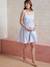 Striped Seersucker Nightie with Fine Straps, for Maternity pale blue - vertbaudet enfant 