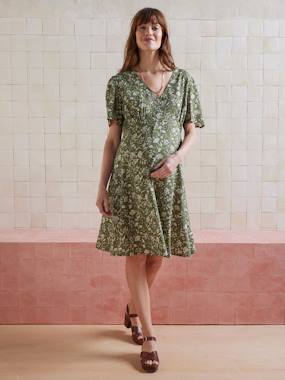 -Robe courte fluide imprimée de grossesse