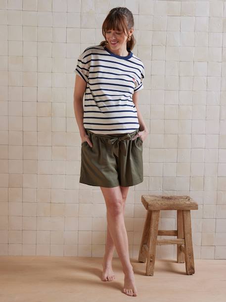 Lyocell Shorts with Belly Band for Maternity khaki - vertbaudet enfant 