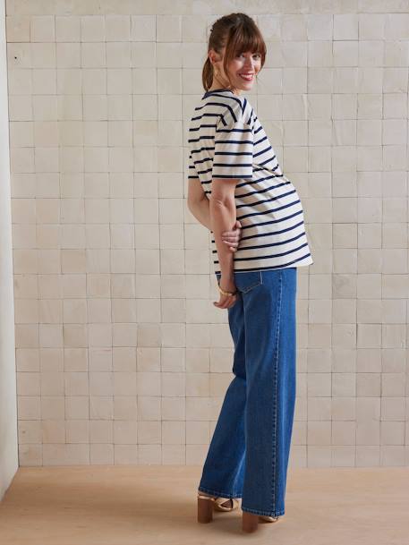 Striped Organic Cotton* T-Shirt for Maternity striped navy blue - vertbaudet enfant 