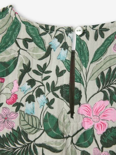 Printed Blouse with Plastron, for Girls sage green - vertbaudet enfant 