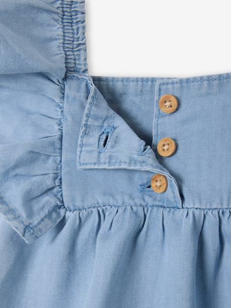 Lightweight Denim Blouse With Frilled Short Sleeves for Babies bleached denim - vertbaudet enfant 