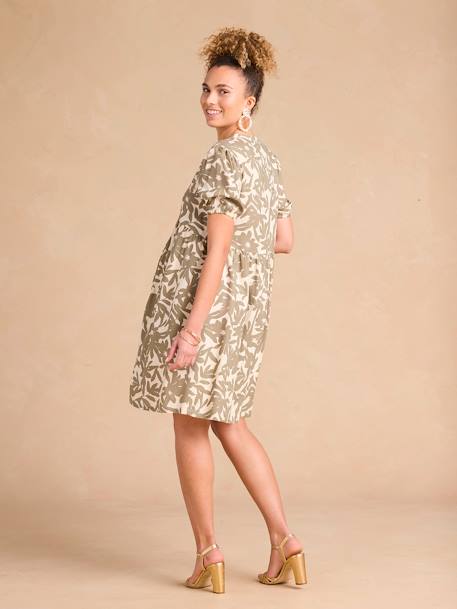 Short Floral Maternity Dress, ENVIE DE FRAISE khaki+red - vertbaudet enfant 