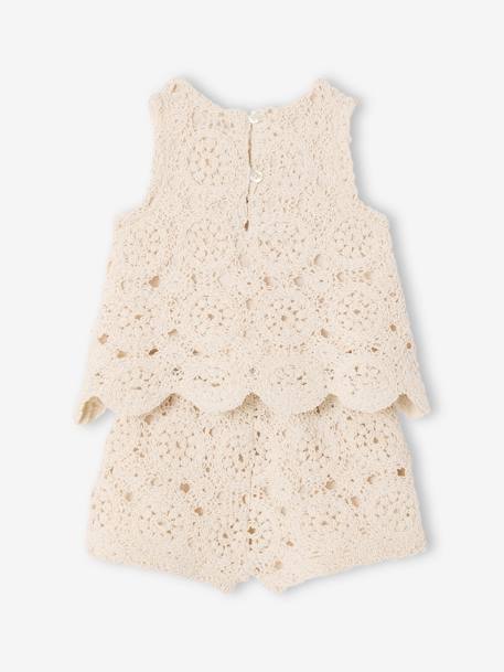 Top + Shorts Set in Macramé for Babies vanilla - vertbaudet enfant 