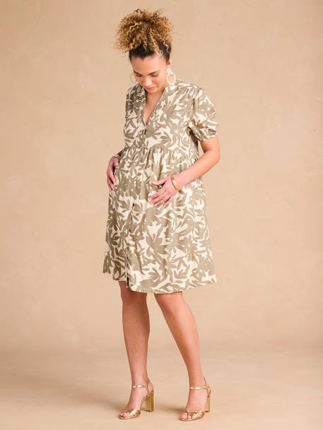 knee length dresses for ladies Maternity Party Wear Short Dress- Peach – ZIVAMOMS main image 1