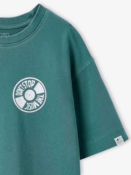 T-Shirt with Front/Back Motif, Faded Effect, JONEN aqua green+ecru - vertbaudet enfant 