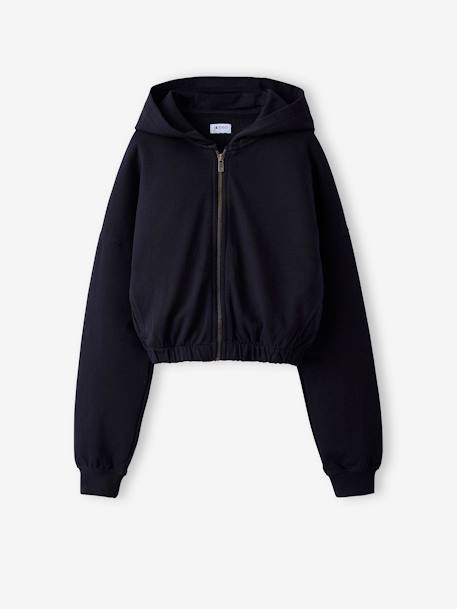 Zip-Up Hooded Sweatshirt for Girls, JONEN anthracite - vertbaudet enfant 