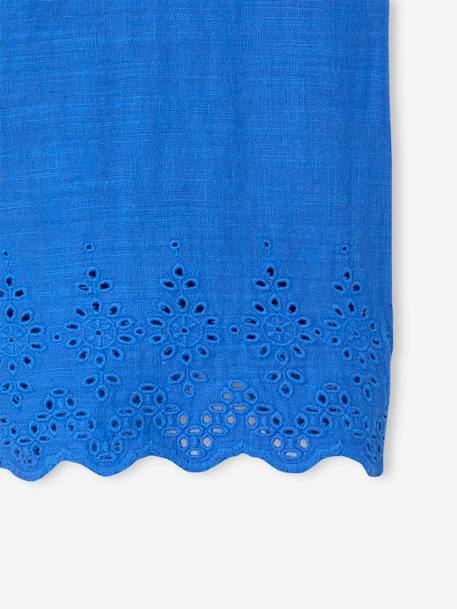 Combinaison fille en gaze de coton avec broderie bleu électrique+blush+vert sauge - vertbaudet enfant 