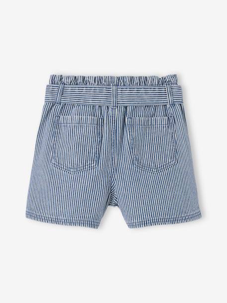 Striped paper bag shorts for girls striped blue - vertbaudet enfant 