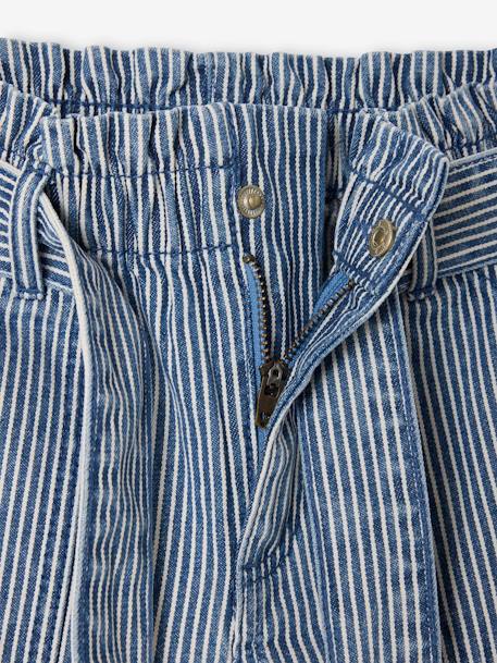 Striped paper bag shorts for girls striped blue - vertbaudet enfant 