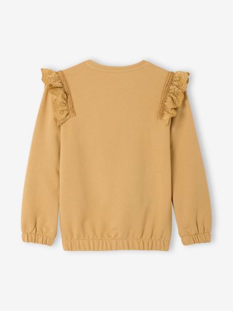 Embroidered Sweatshirt for Girls sandy beige - vertbaudet enfant 