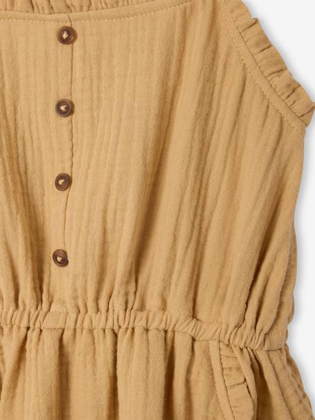 Cotton Gauze Strappy Dress for Girls beige+coral+emerald green+sandy beige - vertbaudet enfant 