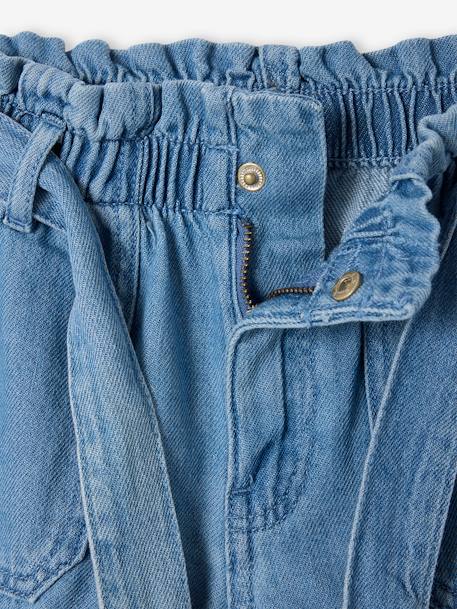 Light denim paperbag shorts for girls light blue - vertbaudet enfant 