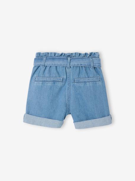 Light denim paperbag shorts for girls light blue - vertbaudet enfant 