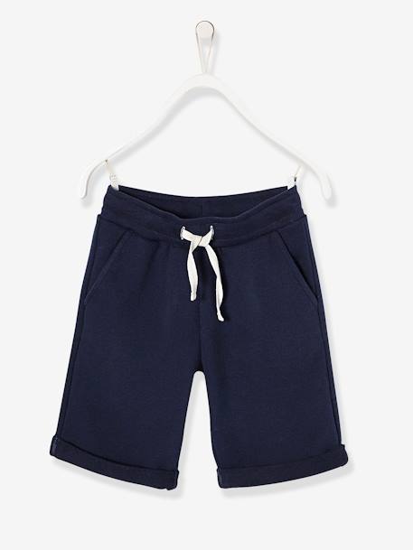 Bermuda garçon en molleton bleu chambray+kaki+marine grisé+noix de pécan - vertbaudet enfant 