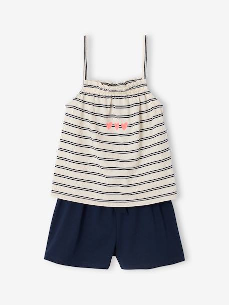 Tank Top & Shorts Set for Girls striped blue - vertbaudet enfant 