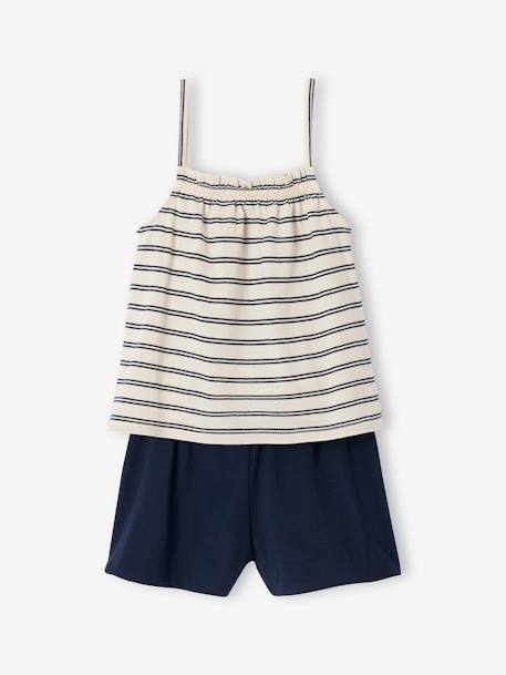 Tank Top & Shorts Set for Girls striped blue - vertbaudet enfant 