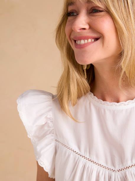 Blouse in Cotton Voile, ENVIE DE FRAISE ecru - vertbaudet enfant 