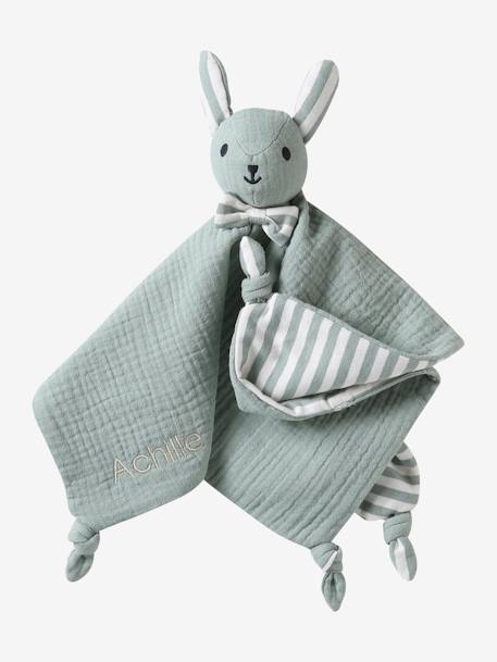 Doudou personnalisable en gaze de coton bio vert sauge - vertbaudet enfant 