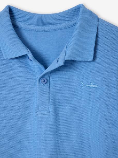 Polo garçon manches courtes broderie poitrine blanc+bleu+jaune pâle+kaki clair+MARINE+terracotta - vertbaudet enfant 