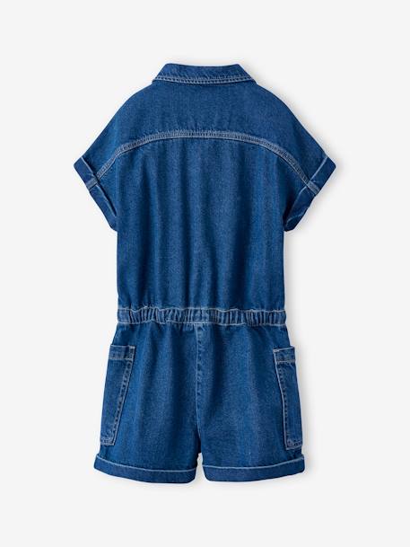 Denim Playsuit for Girls, JONEN medium blue - vertbaudet enfant 