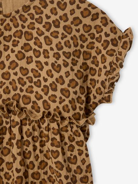 Printed cotton gauze blouse for girls beige+grey blue+vanilla - vertbaudet enfant 