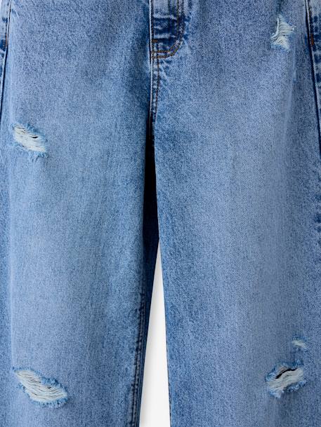 Jean large effet usé fille bleu clair+bleu moyen - vertbaudet enfant 