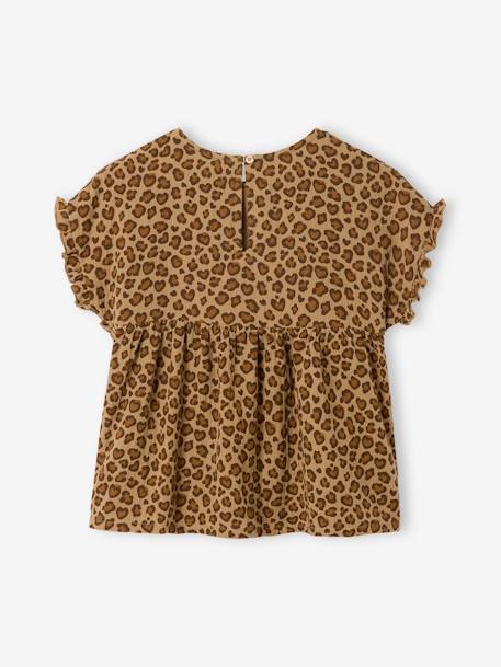 Printed cotton gauze blouse for girls beige+grey blue+vanilla - vertbaudet enfant 