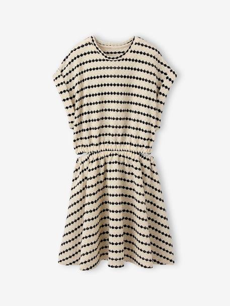 Fancy Openwork Knit Dress for Girls, JONEN striped black - vertbaudet enfant 