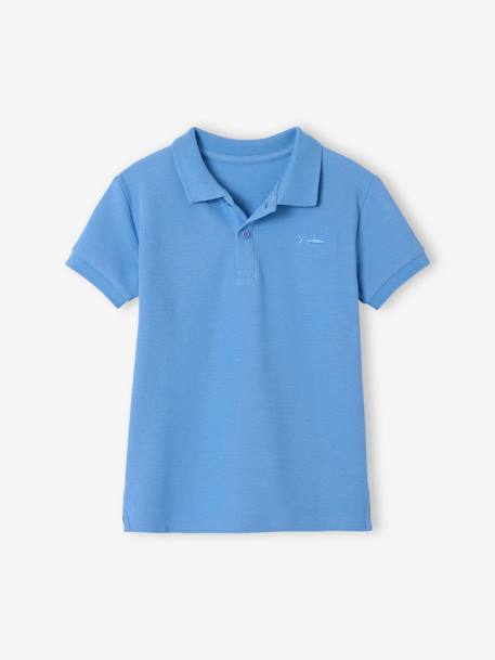 Polo garçon manches courtes broderie poitrine blanc+bleu+jaune pâle+kaki clair+MARINE+terracotta - vertbaudet enfant 