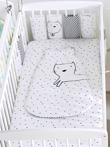 Set of 2 Baby Fitted Sheets in Stretch Jersey Knit, Star Print Light Grey/Print - vertbaudet enfant 
