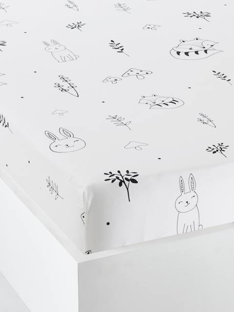 Baby Fitted Sheet, Magic Forest Theme White/Print - vertbaudet enfant 