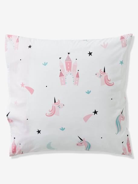 Parure housse de couette enfant et taie d'oreiller LICORNES MAGIQUES BLEU CLAIR - vertbaudet enfant 