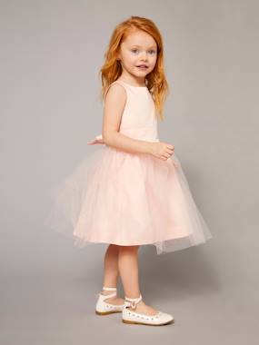 -Girls' Sateen & Tulle Occasion Dress