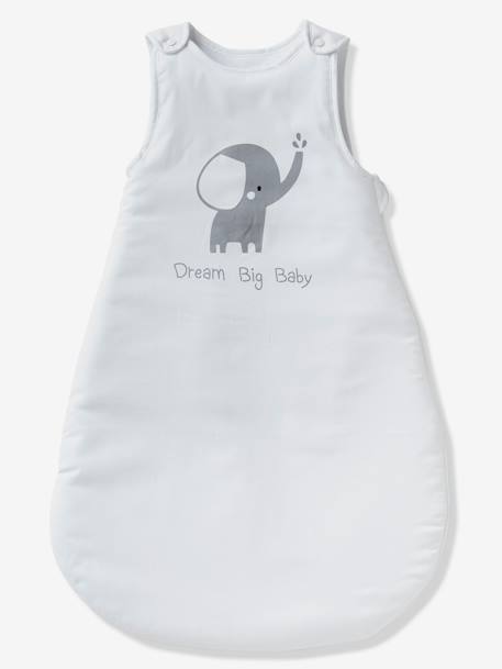 Sleeveless Baby Sleep Bag, Little Elephant Theme White - vertbaudet enfant 