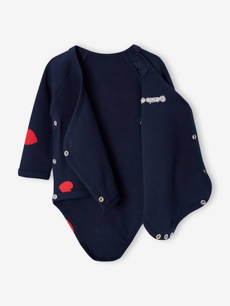 Kit Maternité 'Mon coeur' chemise de nuit grossesse + body bébé + pochon écru+marine - vertbaudet enfant 