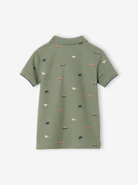 Printed polo shirt for boys ecru+khaki - vertbaudet enfant 