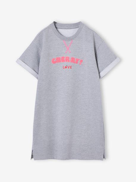 Girls' dress in lightweight fleece green+marl grey+sage green+striped blue - vertbaudet enfant 