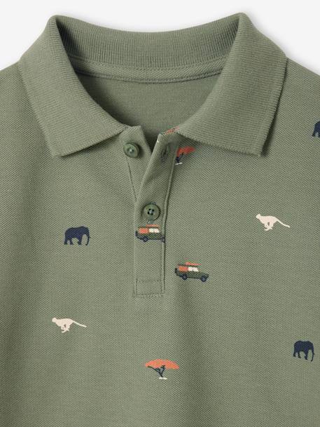 Printed polo shirt for boys ecru+khaki - vertbaudet enfant 