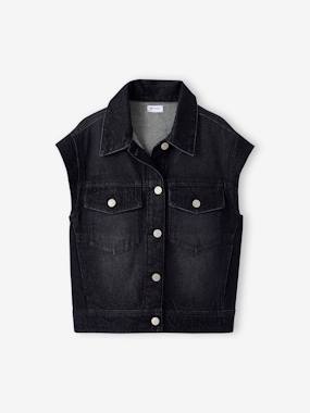 Fille-Veste en jean oversize sans manches fille