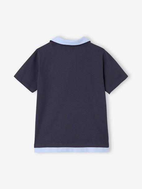 2-in-1 effect polo for boys fir green+night blue - vertbaudet enfant 