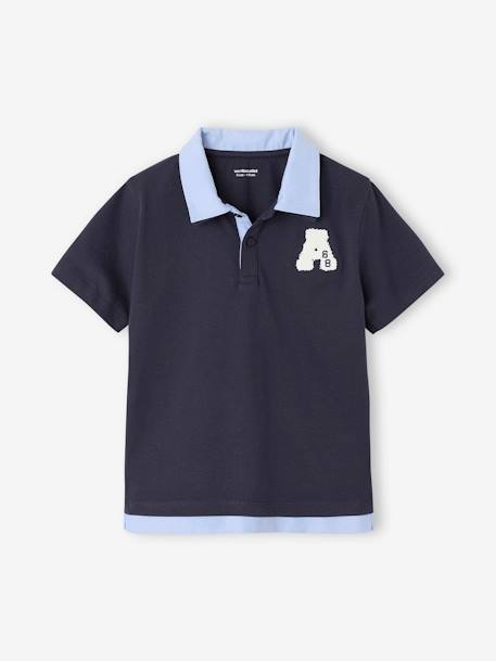 2-in-1 effect polo for boys fir green+night blue - vertbaudet enfant 