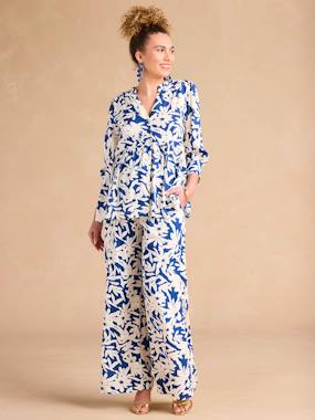 Pantalon de grossesse large imprimé fleurs avec bandeau - vertbaudet enfant -Pantalon de grossesse large imprimé fleurs avec bandeau