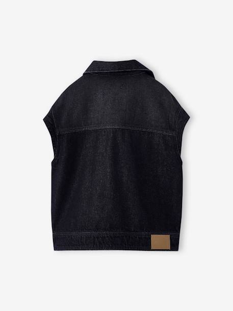 Sleeveless Oversized Denim Jacket for Girls, JONEN denim grey - vertbaudet enfant 